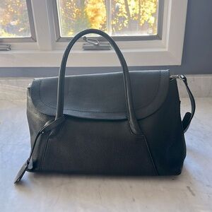 Zara Charcoal Leather Laptop Tote
